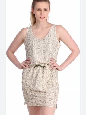 Kari Traa NWT Ruth Tank Dress in Cream Tan Print Pockets Size M